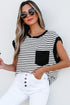 Everyday Striped Knit Contrast Pocket Tee