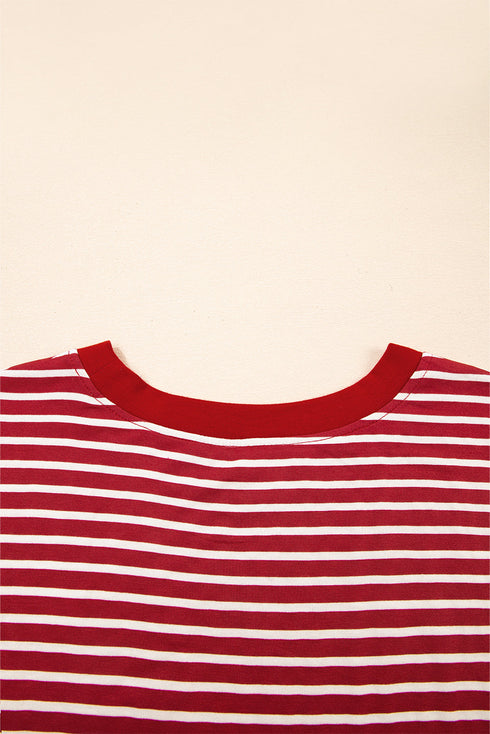 Everyday Striped Knit Contrast Pocket Tee