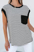 Everyday Striped Knit Contrast Pocket Tee
