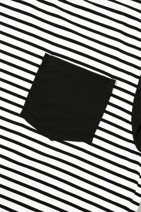 Everyday Striped Knit Contrast Pocket Tee