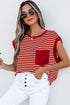 Everyday Striped Knit Contrast Pocket Tee