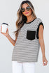 Everyday Striped Knit Contrast Pocket Tee