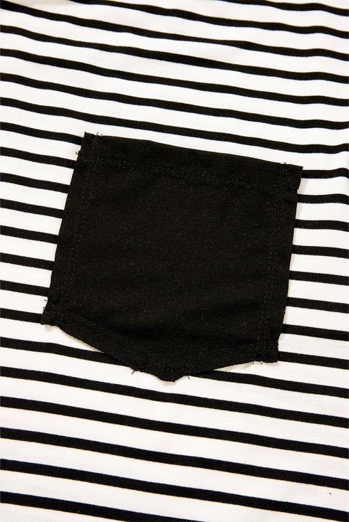 Everyday Striped Knit Contrast Pocket Tee