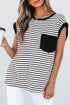 Everyday Striped Knit Contrast Pocket Tee