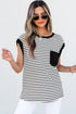 Everyday Striped Knit Contrast Pocket Tee