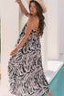 Exclusive Abstract Print Open Back Bohemian Loose Maxi Dress