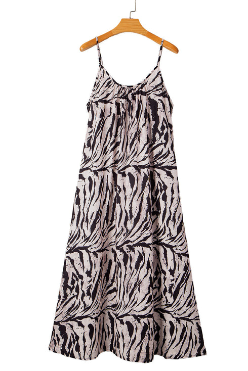 Exclusive Abstract Print Open Back Bohemian Loose Maxi Dress