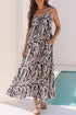 Exclusive Abstract Print Open Back Bohemian Loose Maxi Dress