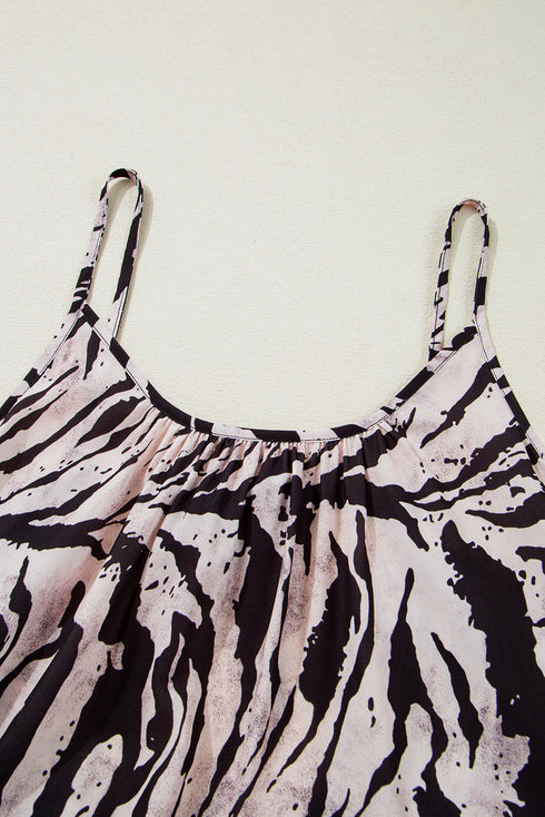 Exclusive Abstract Print Open Back Bohemian Loose Maxi Dress