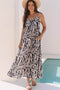 Exclusive Abstract Print Open Back Bohemian Loose Maxi Dress