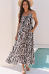 Exclusive Abstract Print Open Back Bohemian Loose Maxi Dress