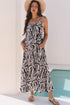 Exclusive Abstract Print Open Back Bohemian Loose Maxi Dress
