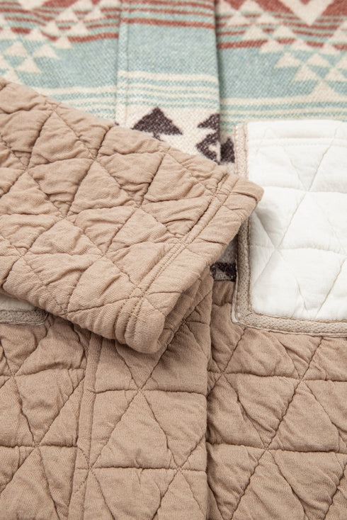 Exclusive Aztec Print Quilted Patchwork Western Jacket