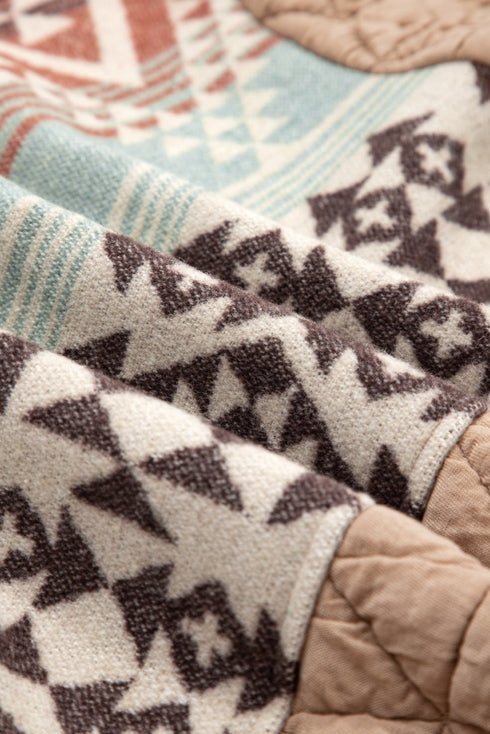 Exclusive Aztec Print Quilted Patchwork Western Jacket