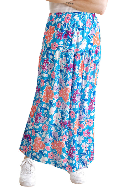 Exclusive Bohemian Floral High Waist Split Wrap Maxi Skirt