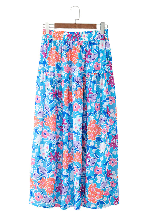 Exclusive Bohemian Floral High Waist Split Wrap Maxi Skirt