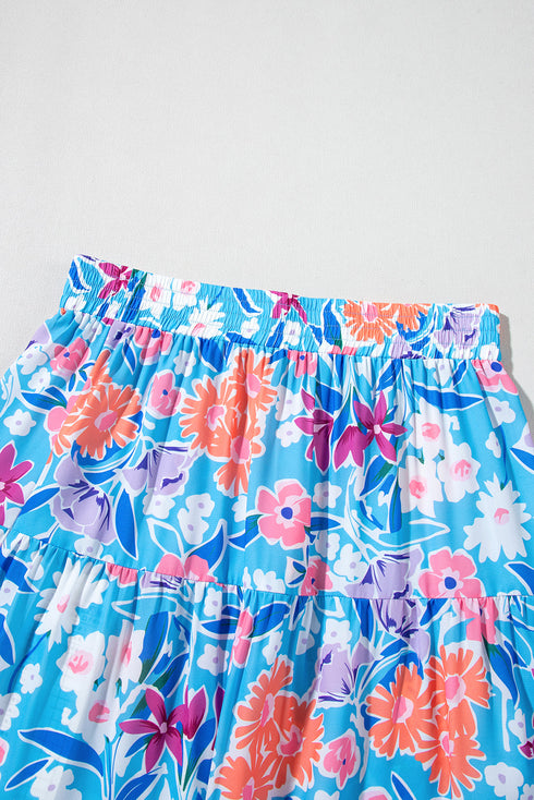 Exclusive Bohemian Floral High Waist Split Wrap Maxi Skirt