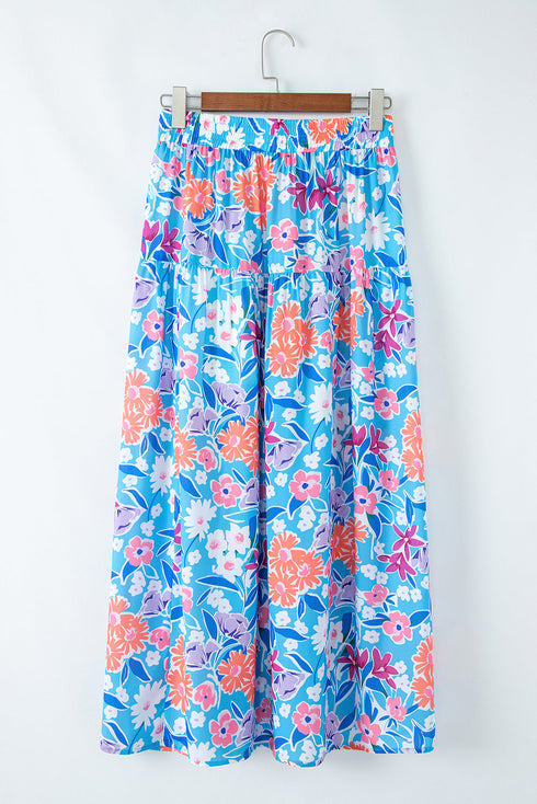Exclusive Bohemian Floral High Waist Split Wrap Maxi Skirt