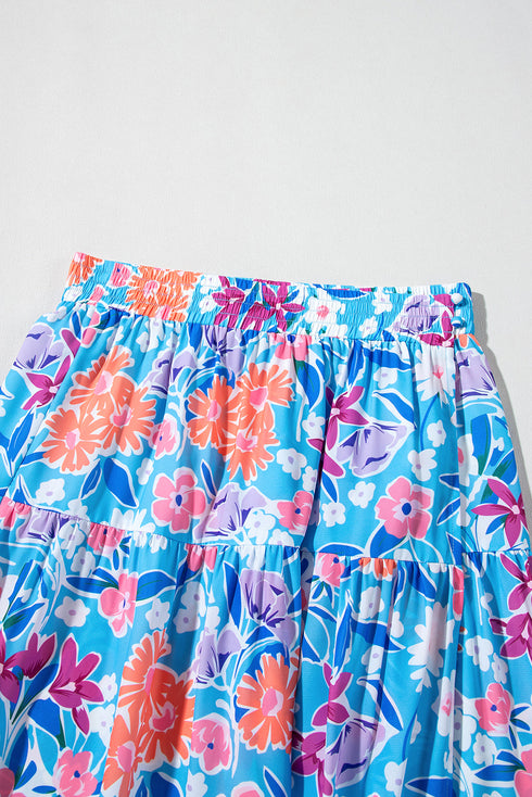 Exclusive Bohemian Floral High Waist Split Wrap Maxi Skirt