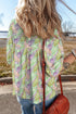 Exclusive Bohemian Paisley Print Half Puff Sleeve Blouse