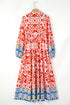 Exclusive Bohemian Paisley Print Long Sleeve A Line Maxi Dress