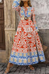 Exclusive Bohemian Paisley Print Long Sleeve A Line Maxi Dress