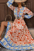 Exclusive Bohemian Paisley Print Long Sleeve A Line Maxi Dress