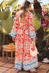 Exclusive Bohemian Paisley Print Long Sleeve A Line Maxi Dress