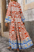 Exclusive Bohemian Paisley Print Long Sleeve A Line Maxi Dress