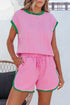 Exclusive Cable Knit Textured Two Piece Short Sets