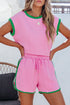 Exclusive Cable Knit Textured Two Piece Short Sets