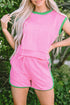 Exclusive Cable Knit Textured Two Piece Short Sets