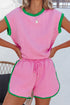 Exclusive Cable Knit Textured Two Piece Short Sets