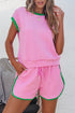 Exclusive Cable Knit Textured Two Piece Short Sets