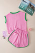 Exclusive Cable Knit Textured Two Piece Short Sets