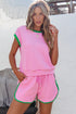 Exclusive Cable Knit Textured Two Piece Short Sets