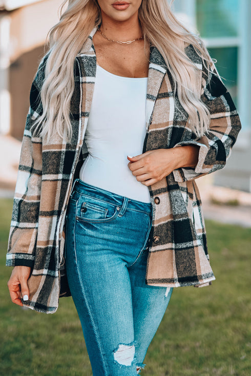 Exclusive Casual Print Buttoned Plaid Shacket