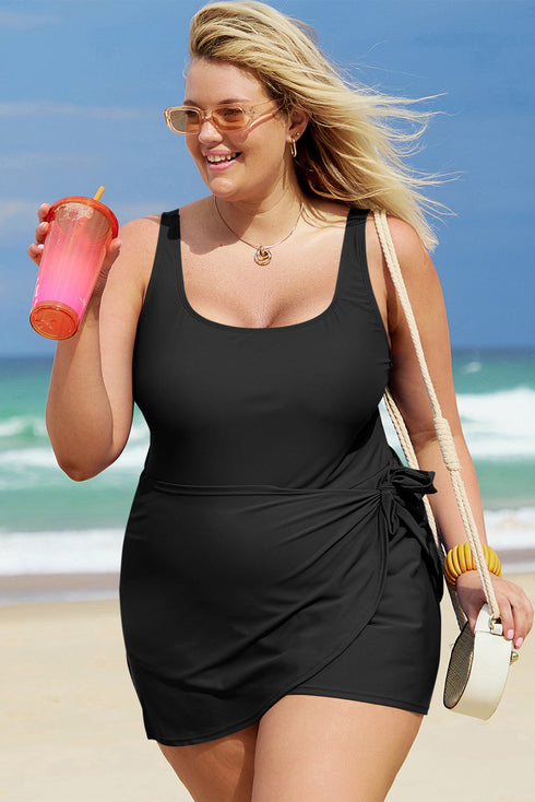 Exclusive Casual Square Neck Knotted One Piece Swimwear