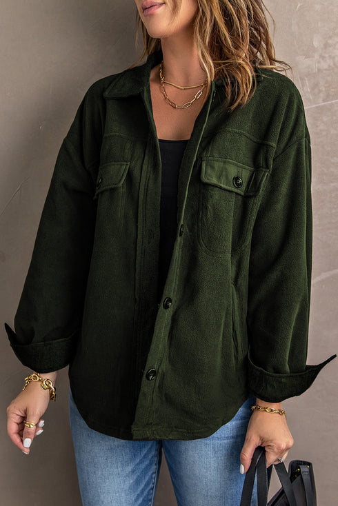 Exclusive Casual Turn Down Collar Buttoned Shirt Jacket