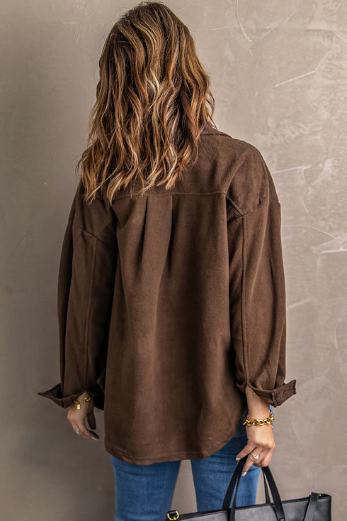 Exclusive Casual Turn Down Collar Buttoned Shirt Jacket