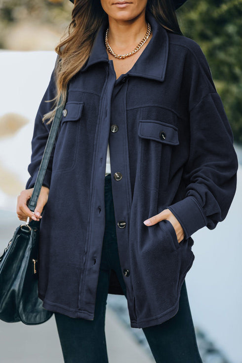 Exclusive Casual Turn Down Collar Buttoned Shirt Jacket