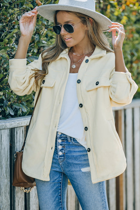 Exclusive Casual Turn Down Collar Buttoned Shirt Jacket