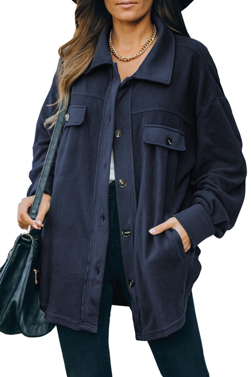 Exclusive Casual Turn Down Collar Buttoned Shirt Jacket