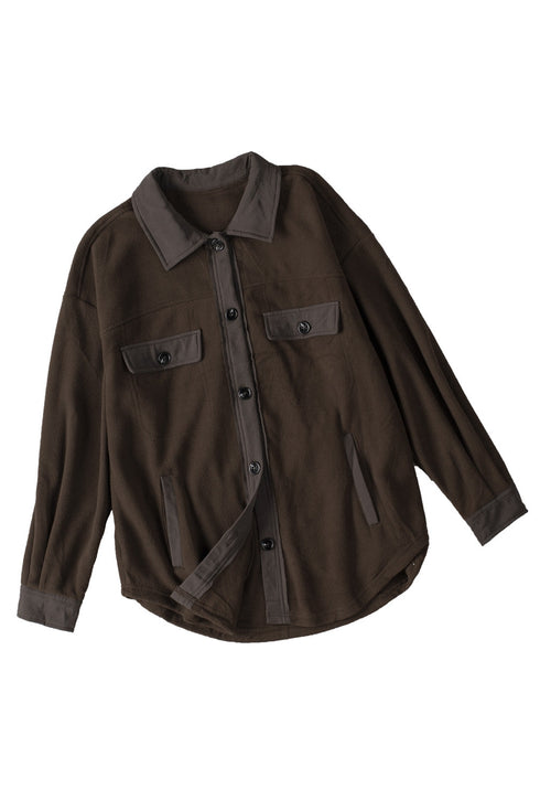Exclusive Casual Turn Down Collar Buttoned Shirt Jacket