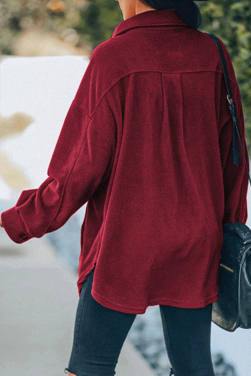 Exclusive Casual Turn Down Collar Buttoned Shirt Jacket