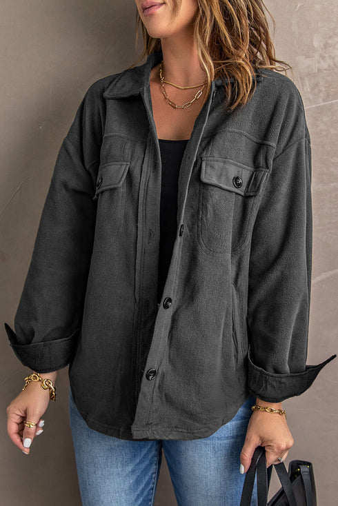 Exclusive Casual Turn Down Collar Buttoned Shirt Jacket