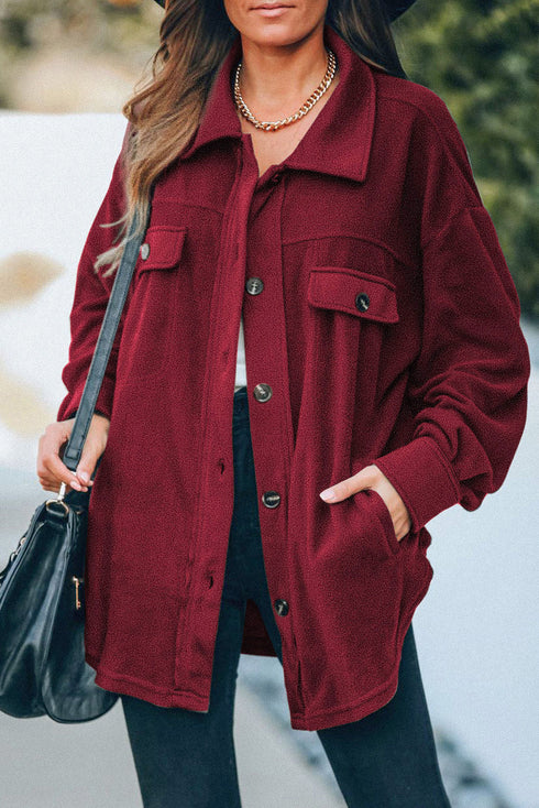 Exclusive Casual Turn Down Collar Buttoned Shirt Jacket