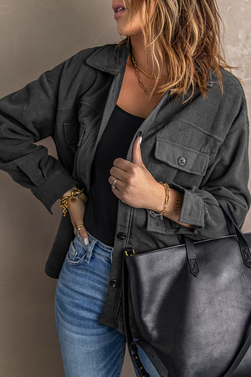 Exclusive Casual Turn Down Collar Buttoned Shirt Jacket