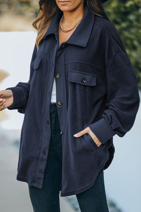 Exclusive Casual Turn Down Collar Buttoned Shirt Jacket