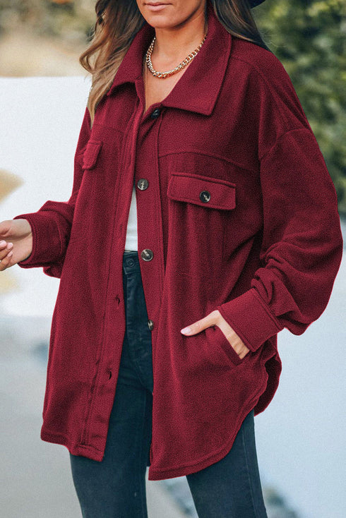 Exclusive Casual Turn Down Collar Buttoned Shirt Jacket